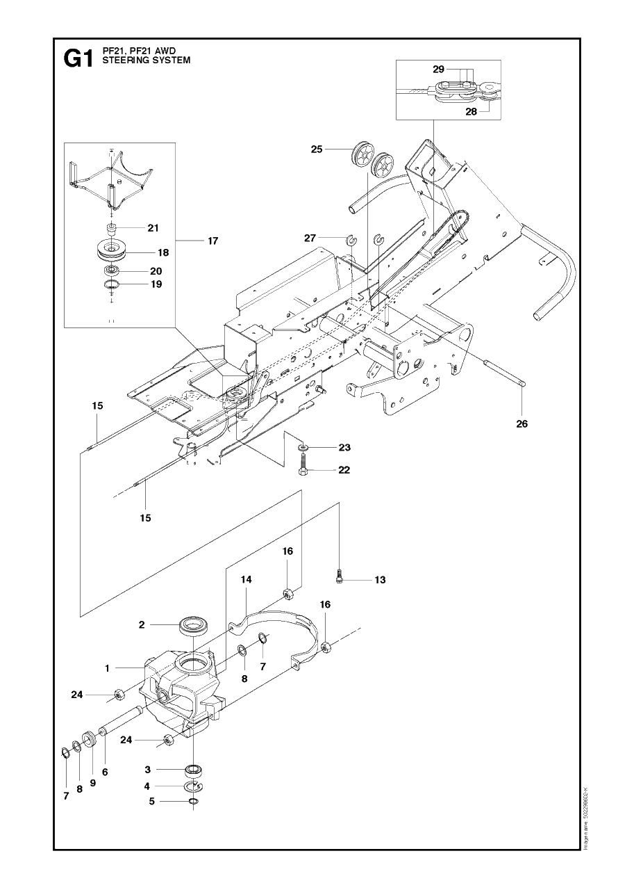 Steering 2 Diagram and Parts List for PF21AWD (965192501)(2011-03) Husqvarna Lawn Tractor