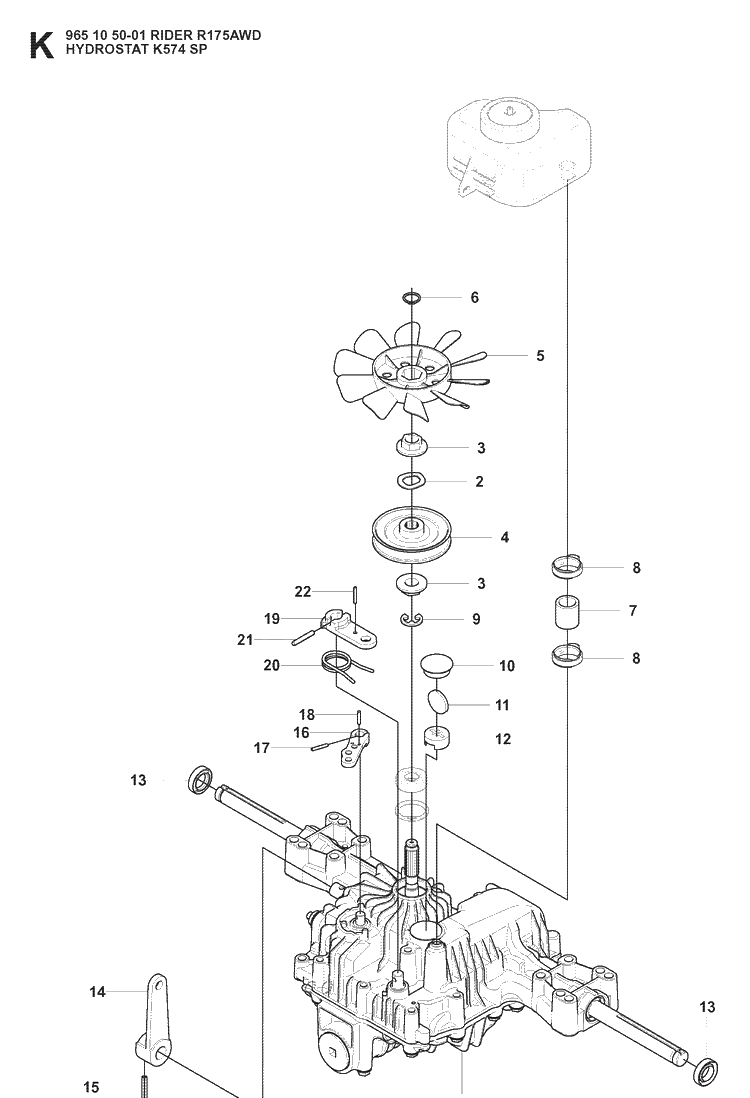 Transmission 2 Diagram and Parts List for RIDER175AWD (965105001)(2008-06) Husqvarna Lawn Mower