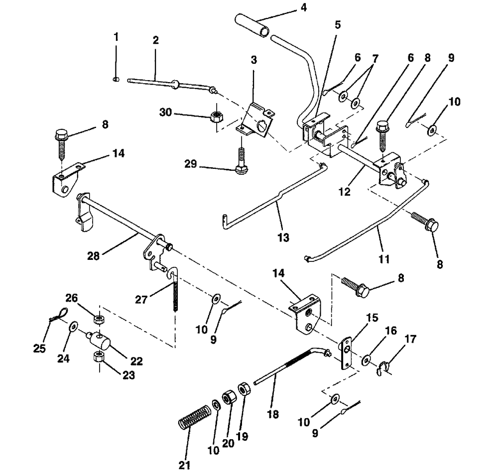 Brake/Rear Mower Lift Diagram and Parts List for LT100 (954000312-A)(1991-07) Husqvarna Lawn Tractor