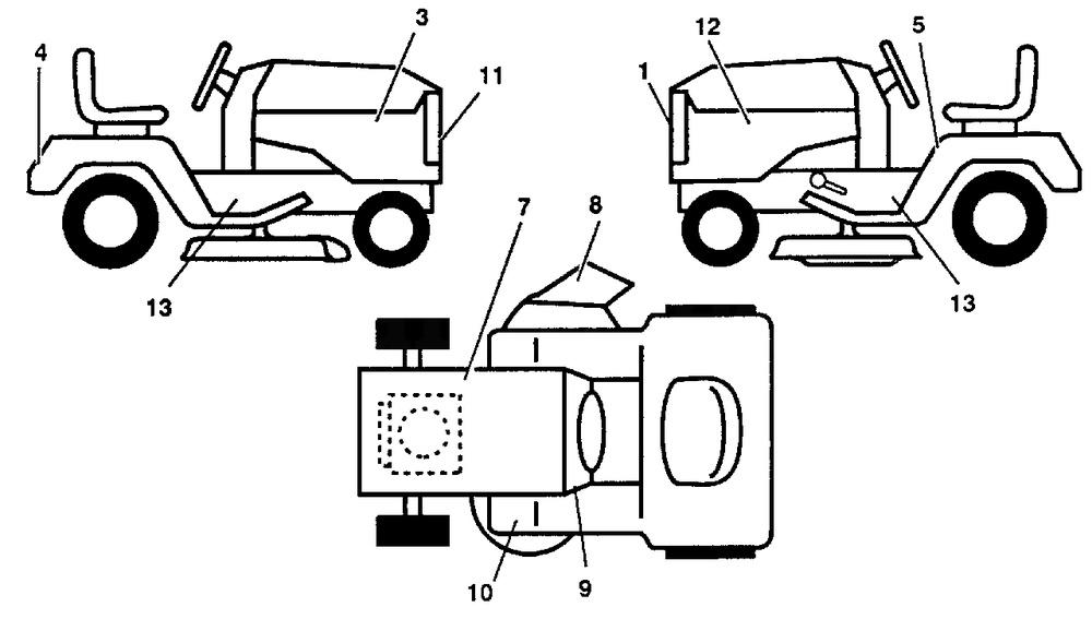 Decals Diagram and Parts List for GT180 (954000372-C)(1992-08) Husqvarna Lawn Tractor