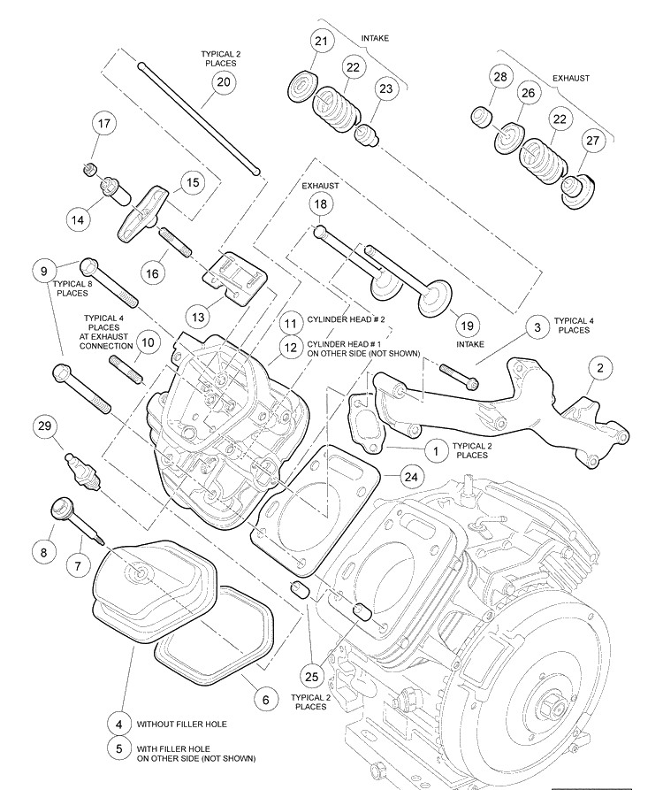 Cylinder Head 2 Diagram and Parts List for HUV4420G 2006-11 Husqvarna Lawn Tractor