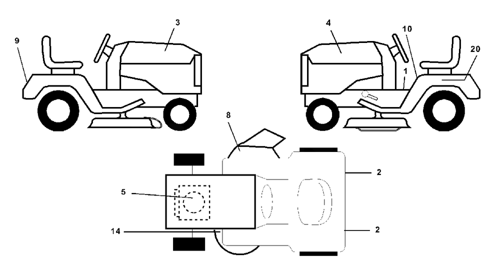 Decals Diagram and Parts List for LTH1342 (954567031-B)(2001-01) Husqvarna Lawn Tractor