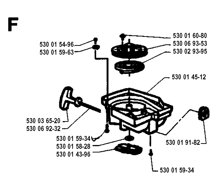 Starter Diagram and Parts List for 18H 19953200001-19960900000 Husqvarna Hedge Trimmer