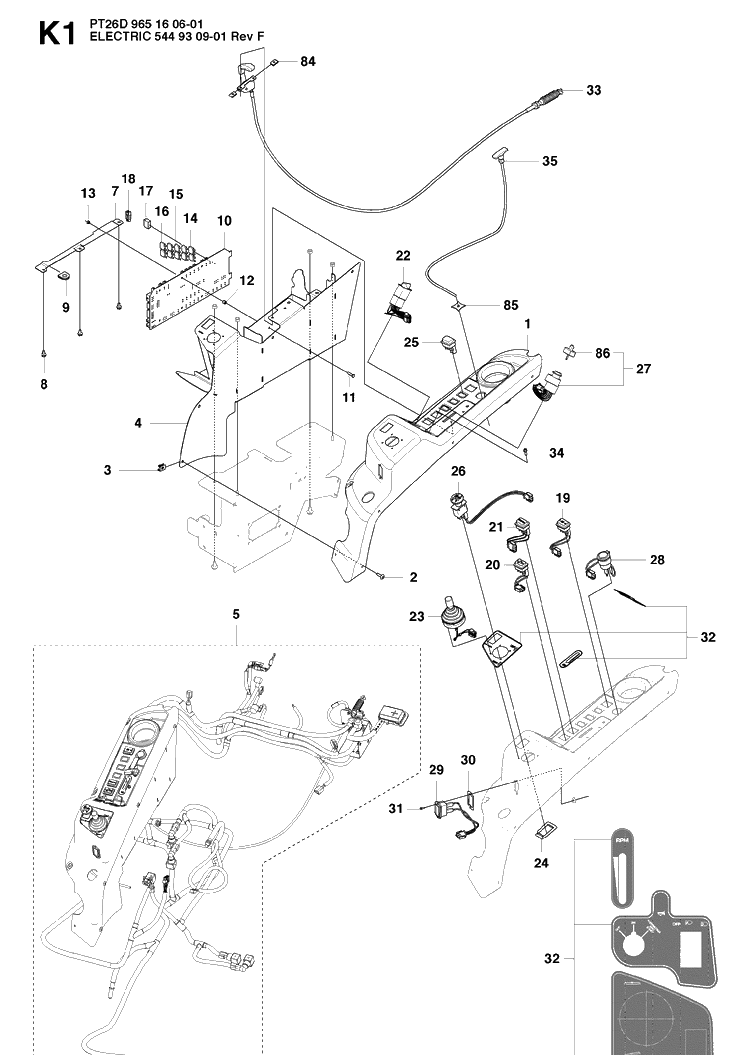 Electrical 2 Diagram and Parts List for PT26D (965160601)(2008-03) Husqvarna Lawn Mower