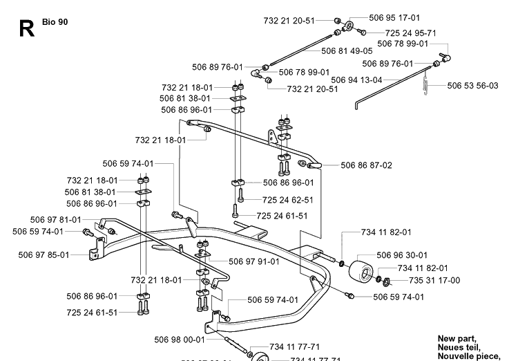 Protection Frame 3 Diagram and Parts List for PR15 2003-01 Husqvarna Lawn Mower