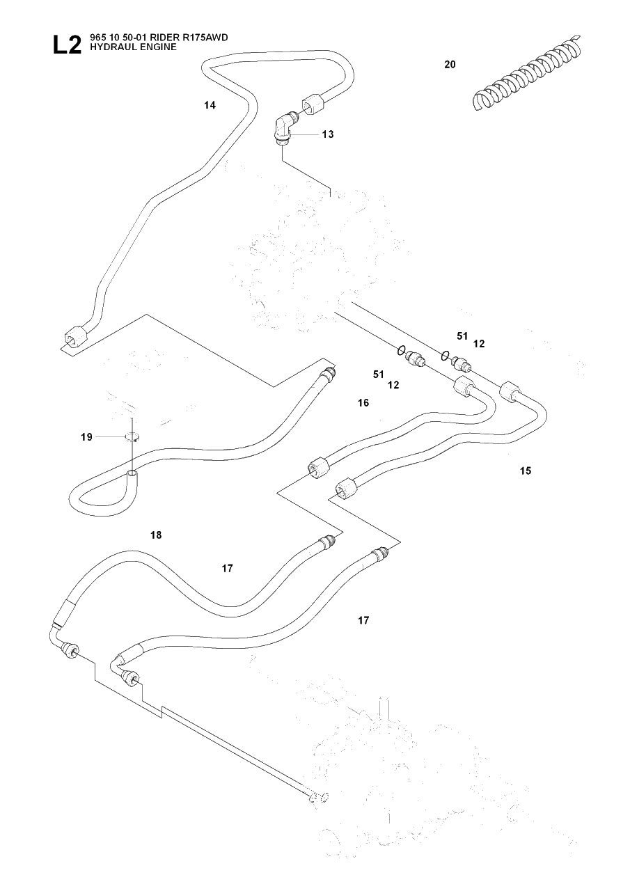 Hydraulic Pump - Motor 2 Diagram and Parts List for R175AWD (965105001)(2007-01) Husqvarna Lawn Tractor