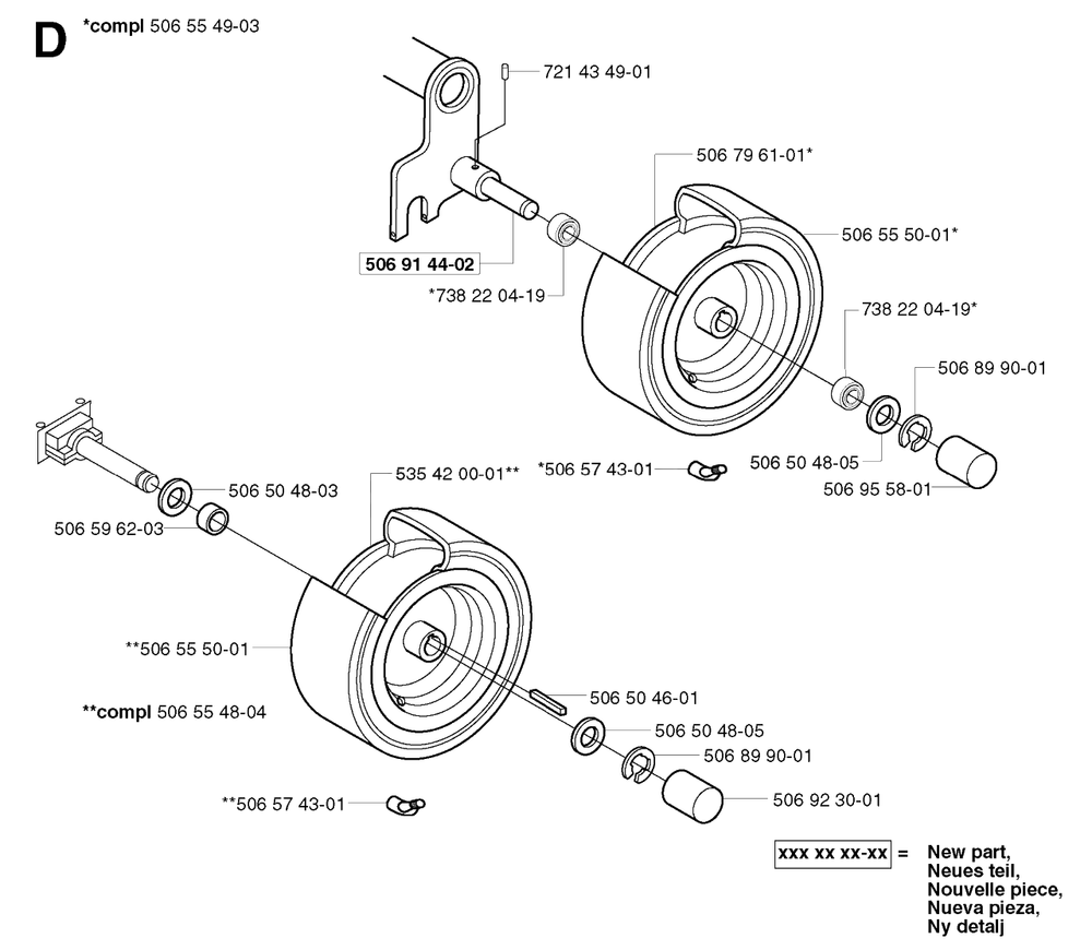 Wheels And Tires Diagram and Parts List for R13 2003-01 Husqvarna Lawn Tractor