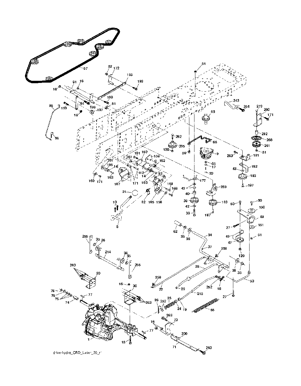 Drive Diagram and Parts List for CTH200TWIN (96061022600)(2007-10) Husqvarna Lawn Tractor