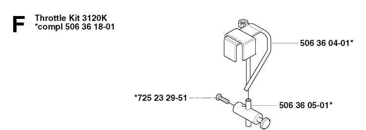 Throttle Controls Diagram and Parts List for KV03 2002-08 Husqvarna Lawn Tractor Accessories