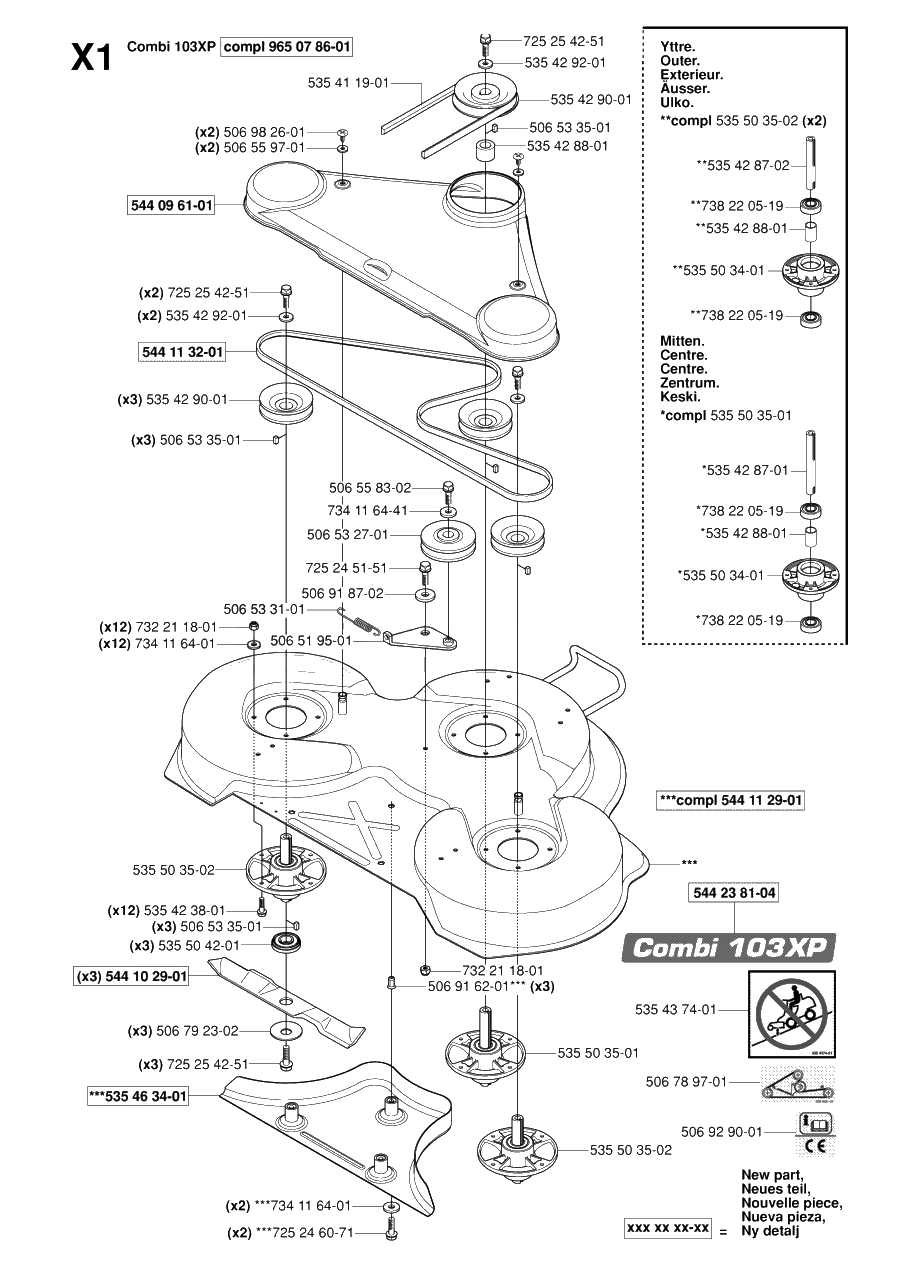 103cm Cutting Deck 2 Diagram and Parts List for R15-V2 (953533701)(2006-05) Husqvarna Lawn Tractor