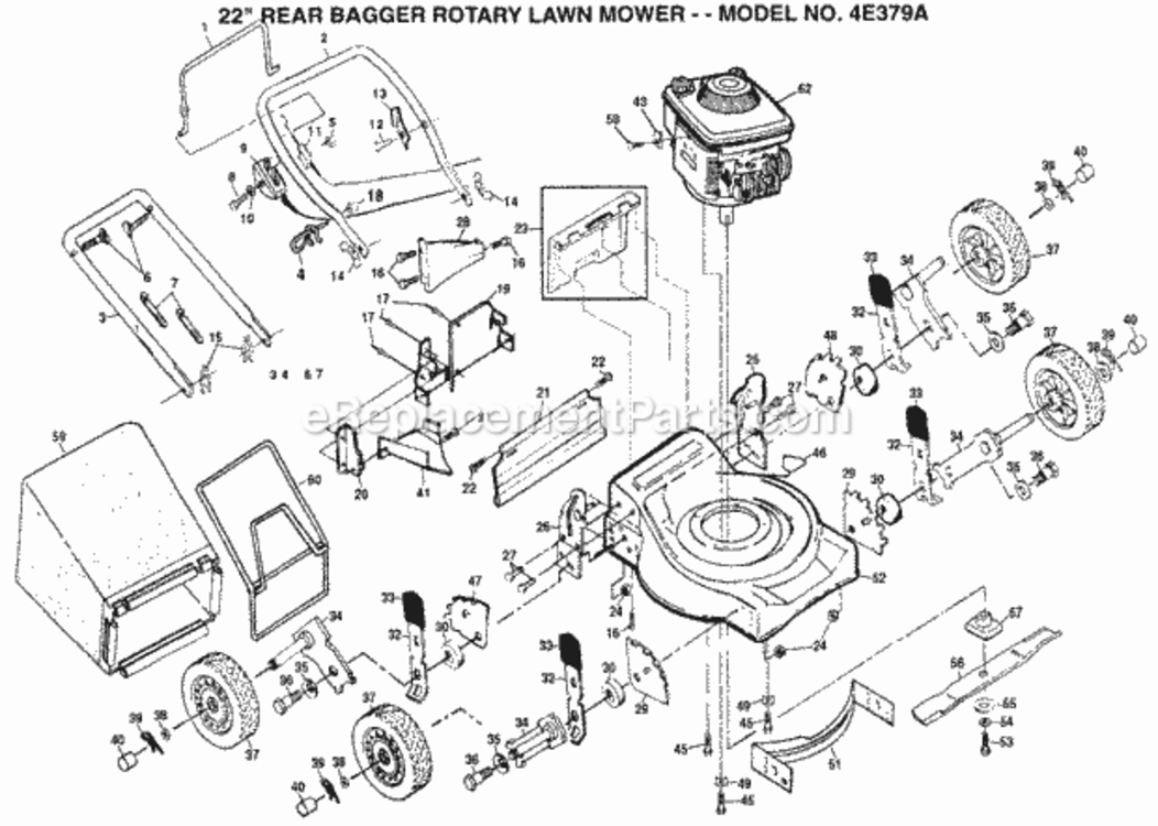 Page A Diagram and Parts List for 4E379A 1999 And Before Husqvarna Lawn Mower
