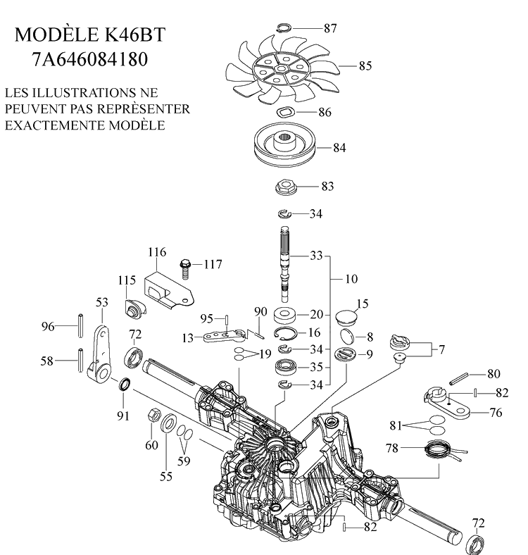 Tufftorq Transaxle Diagram and Parts List for YTH22V46 (917289630)(2010-05) Husqvarna Lawn Mower