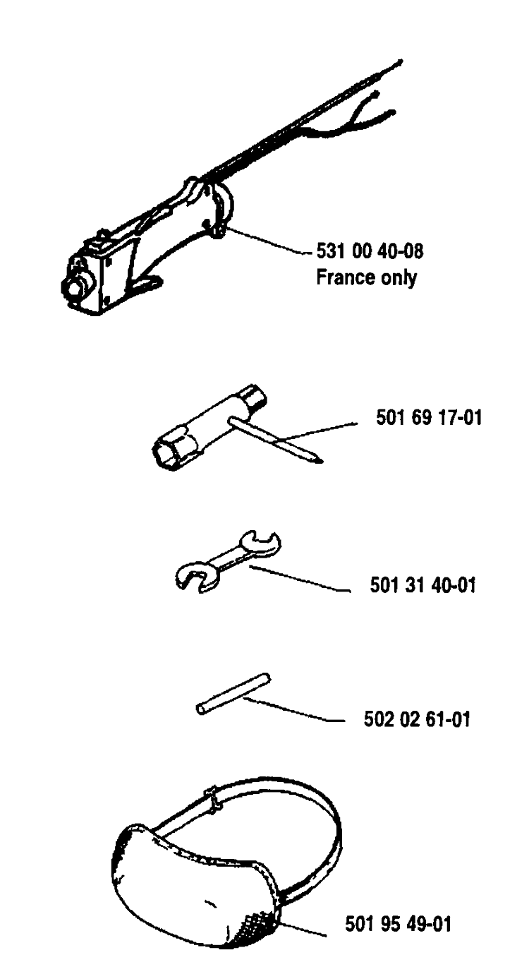 Accessories Diagram and Parts List for 132RB 1991-11 Husqvarna Brush Cutter