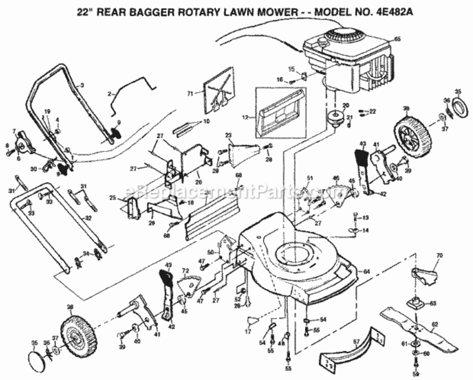 Page A Diagram and Parts List for 4E482A 1999 And Before Husqvarna Lawn Mower
