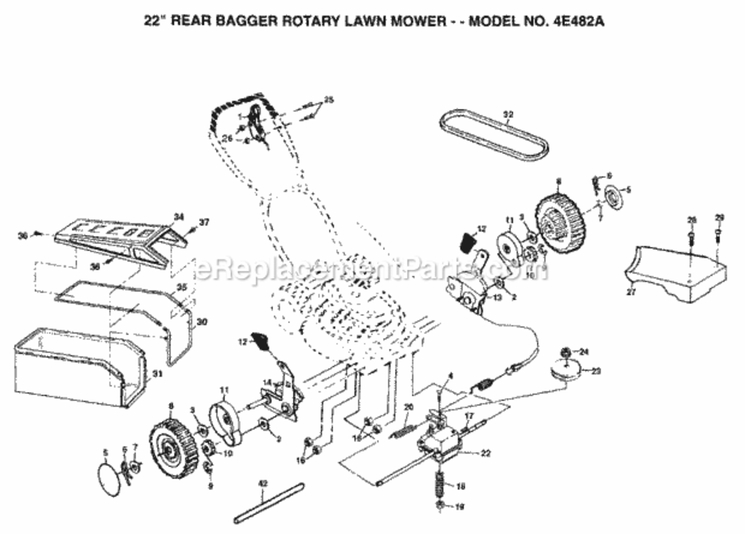 Page B Diagram and Parts List for 4E482A 1999 And Before Husqvarna Lawn Mower