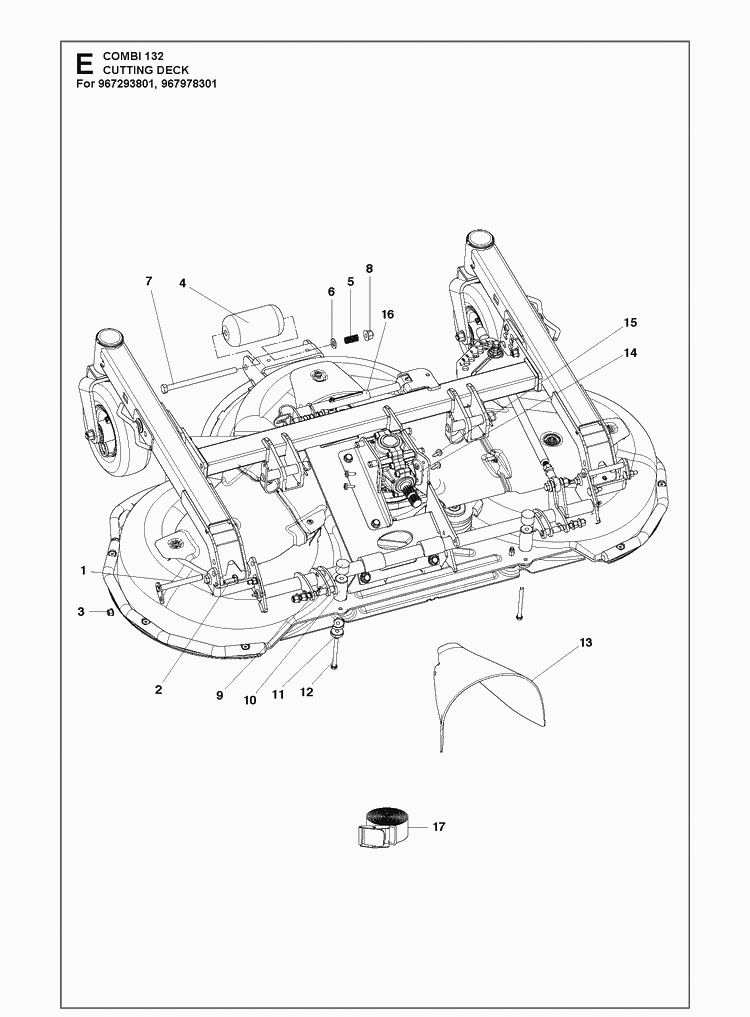 52 Inch/132cm Cutting Deck 5 Diagram and Parts List for C132 P500-series Husqvarna Lawn Mower