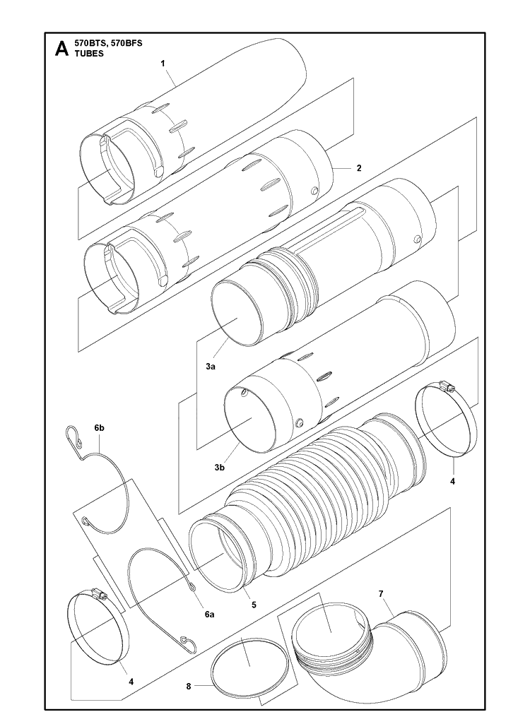 Tube Diagram and Parts List for 570BTS 20111800001-Current Husqvarna Leaf Blower / Vacuum
