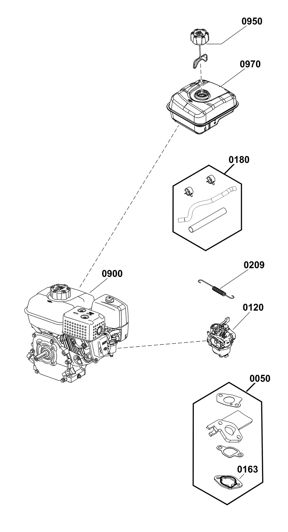 Engine Carburetor Fuel Supply (80098013) Diagram and Parts List for 020817-00  Husqvarna Pressure Washer