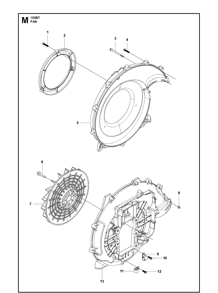 Fan Diagram and Parts List for 150BT  Husqvarna Leaf Blower / Vacuum