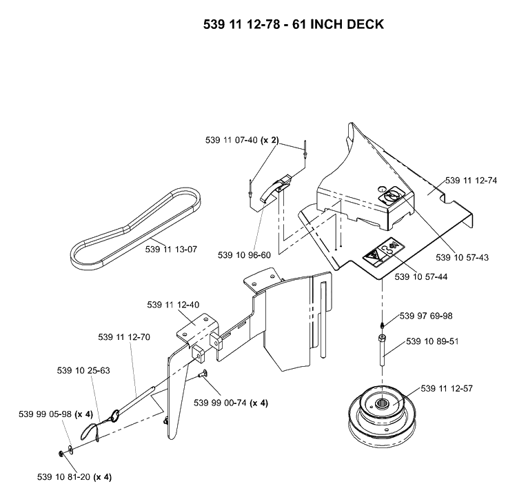 Accessory Drive Kit Diagram and Parts List for LZ6123TLKOA (96899269)(2005-08) Husqvarna Lawn Mower