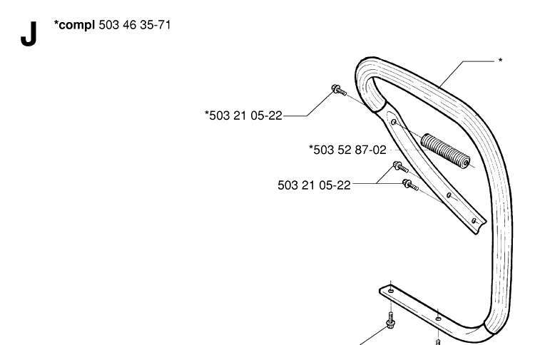 Handle Diagram and Parts List for 395XP/ (XPG)(20070100001-20102299999) Husqvarna Chainsaw