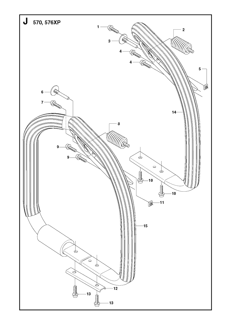 Handle Diagram and Parts List for 576XP 20090100001-Current Husqvarna Chainsaw