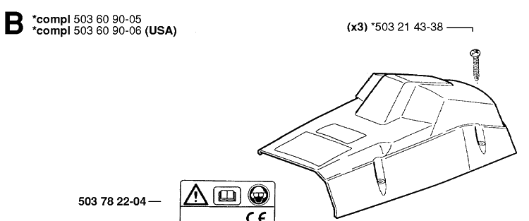 Cover Diagram and Parts List for 55 19982300001-20001900000 Husqvarna Chainsaw