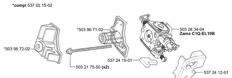 Air Filter / Carburetor Diagram and Parts List for 338XPT 2004-08 Husqvarna Chainsaw