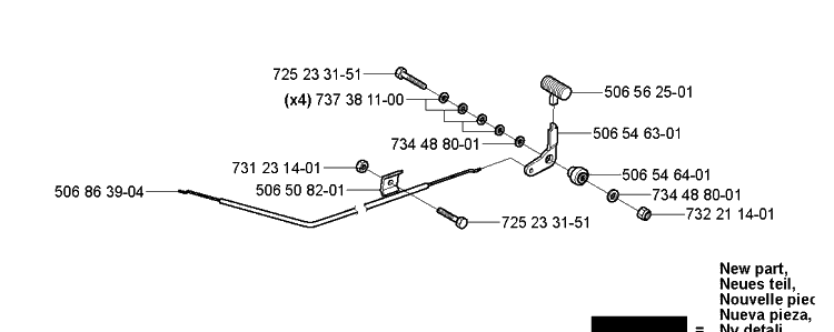 Controls Diagram and Parts List for RIDER155AWD (965080001)(2006-01) Husqvarna Lawn Mower