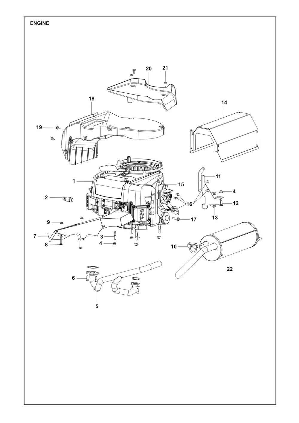 Engine Diagram and Parts List for RC320TSAWD 2023 Husqvarna Lawn Tractor