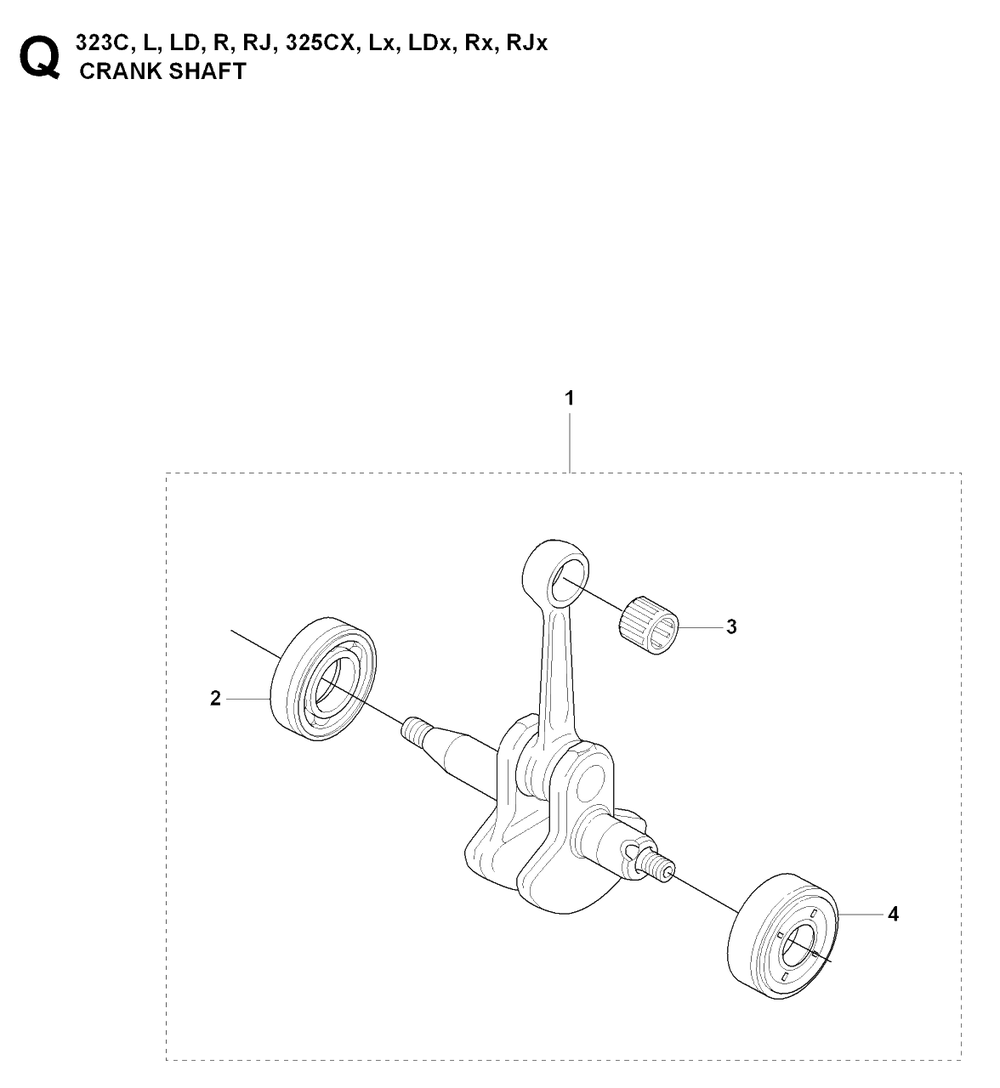Crankshaft Diagram and Parts List for 325CX 20080900001 & Above Husqvarna Trimmer