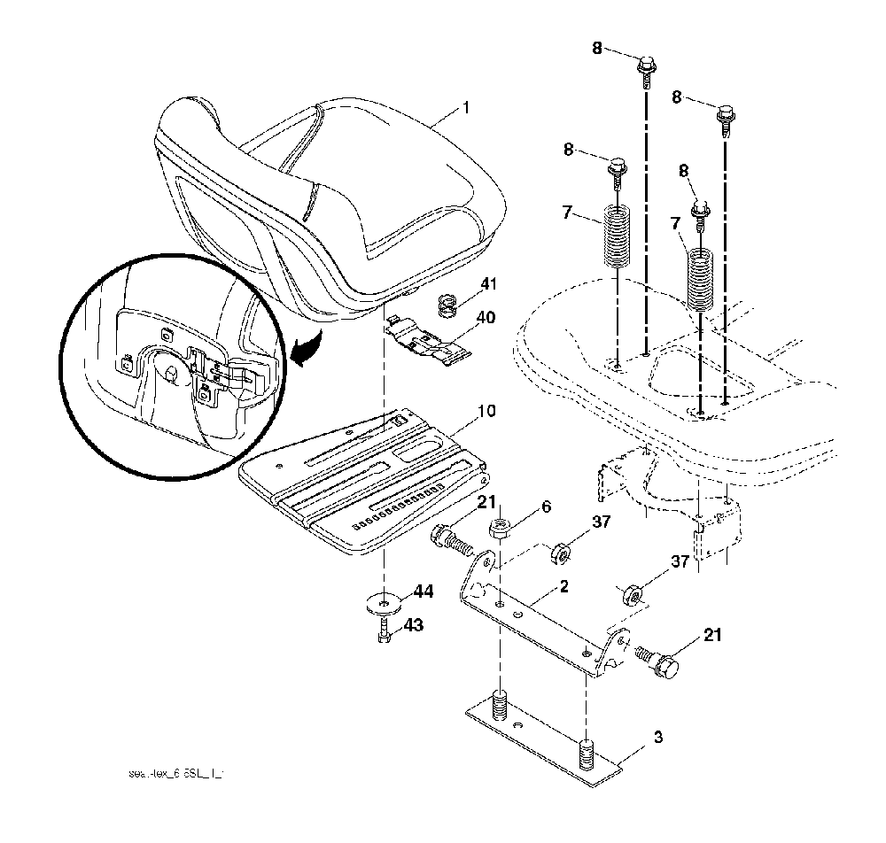 Seat Diagram and Parts List for YTH2754T (96041006202)(2009-02) Husqvarna Lawn Tractor