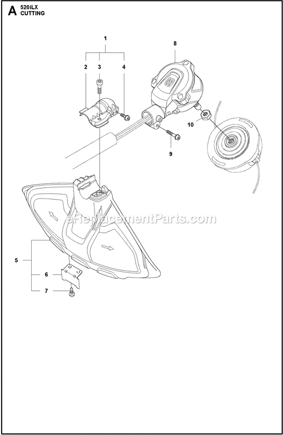 Cutting Equipment Diagram and Parts List for 520ILX  Husqvarna Trimmer