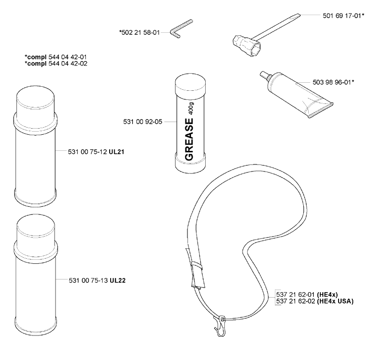 Accessories Diagram and Parts List for HA110 2005-10 Husqvarna Hedge Trimmer