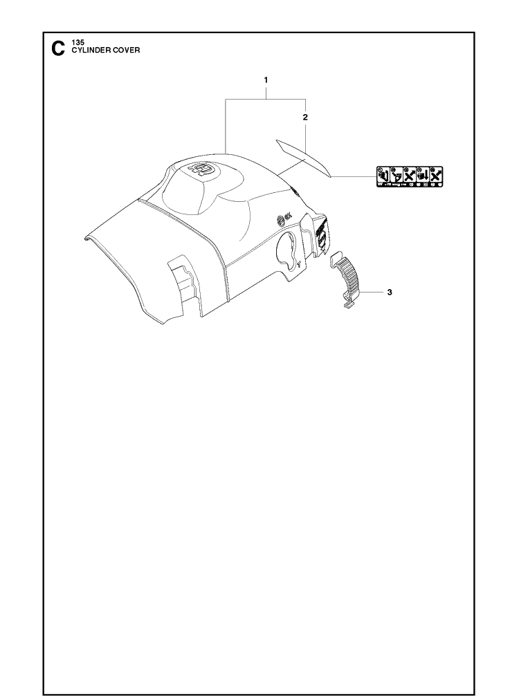 Cylinder Cover Diagram and Parts List for 135E  Husqvarna Chainsaw
