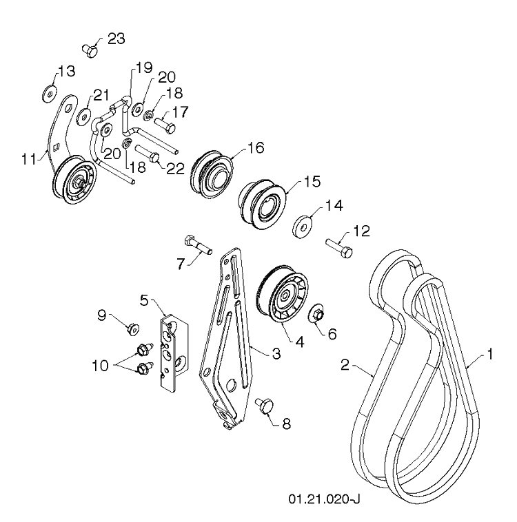 Chassis, Engine And Pulleys 1 Diagram and Parts List for 12530HV (96193007204)(2013-08) Husqvarna Snow Blower