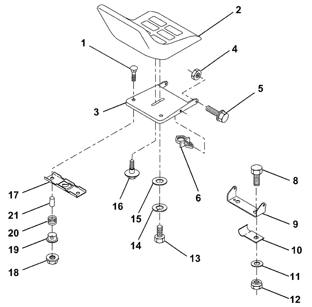 Seat Diagram and Parts List for LR121 (954140001-A)(1996-08) Husqvarna Lawn Tractor