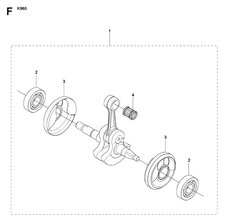 Crankshaft Diagram and Parts List for K960 2007-10 Husqvarna Lawn Tractor Accessories