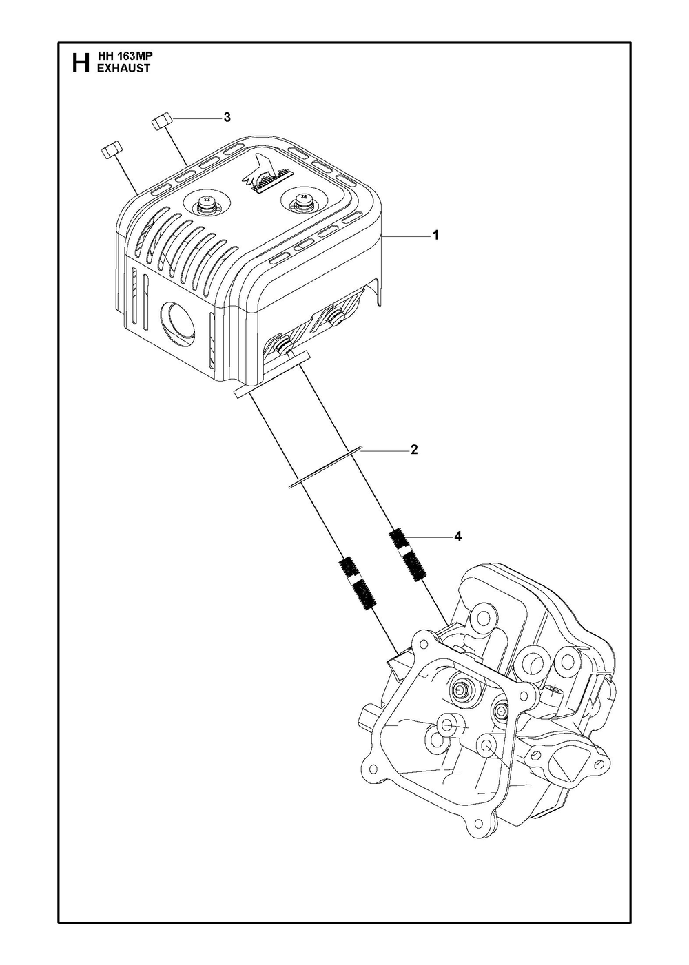 Exhaust Diagram and Parts List for HH163MP  Husqvarna Engine