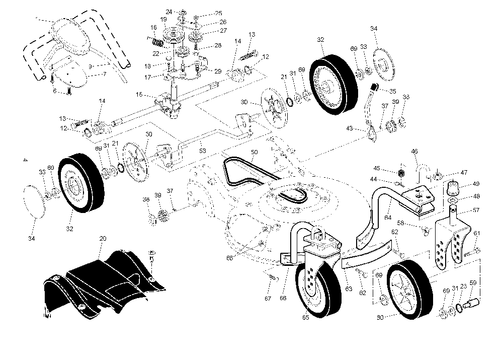 Drive Diagram and Parts List for R152SVSW (96141006407)(2010-12) Husqvarna Lawn Mower