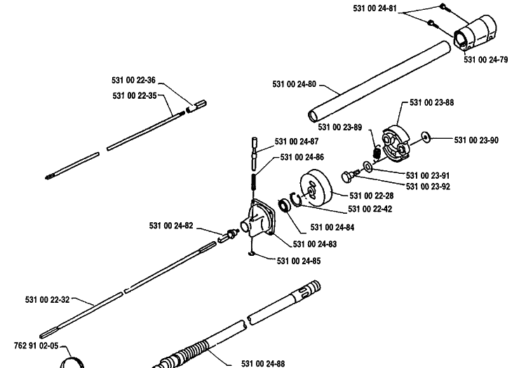 Pole Assembly Diagram and Parts List for 132RB 1991-11 Husqvarna Brush Cutter