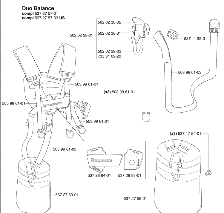 Harness Diagram and Parts List for 235FR 2009-06 Husqvarna Brush Cutter