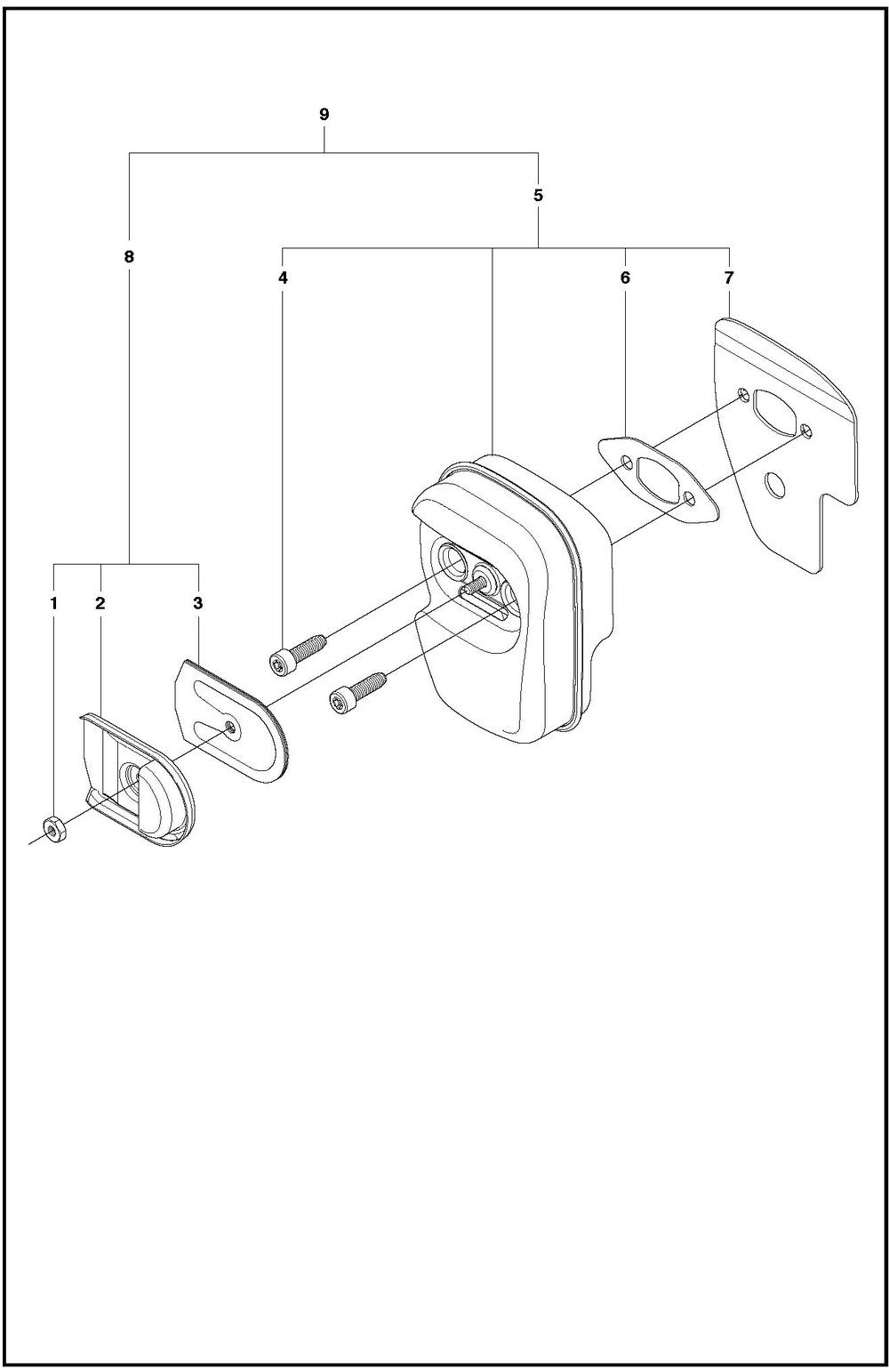 Muffler Diagram and Parts List for 1202020  Husqvarna Chainsaw