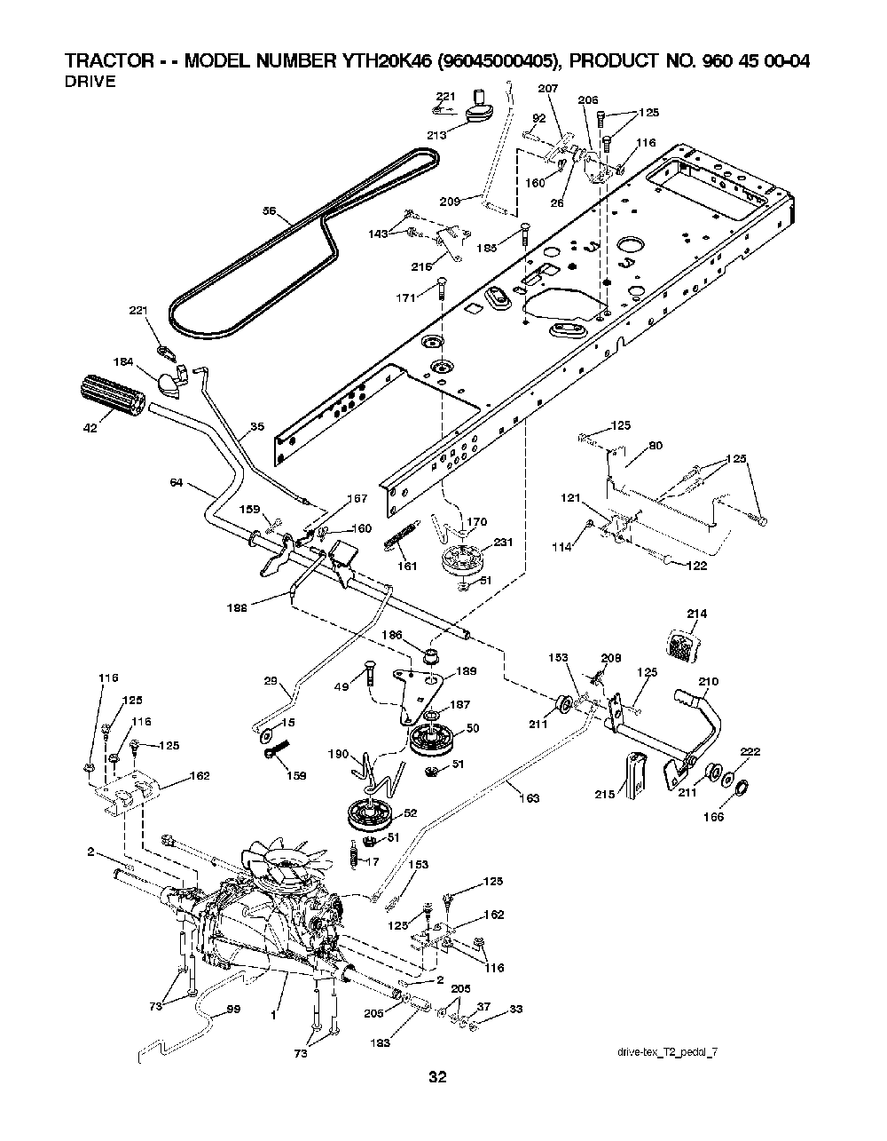 Drive Diagram and Parts List for YTH20K4696045000405 2008-01 Husqvarna Lawn Tractor