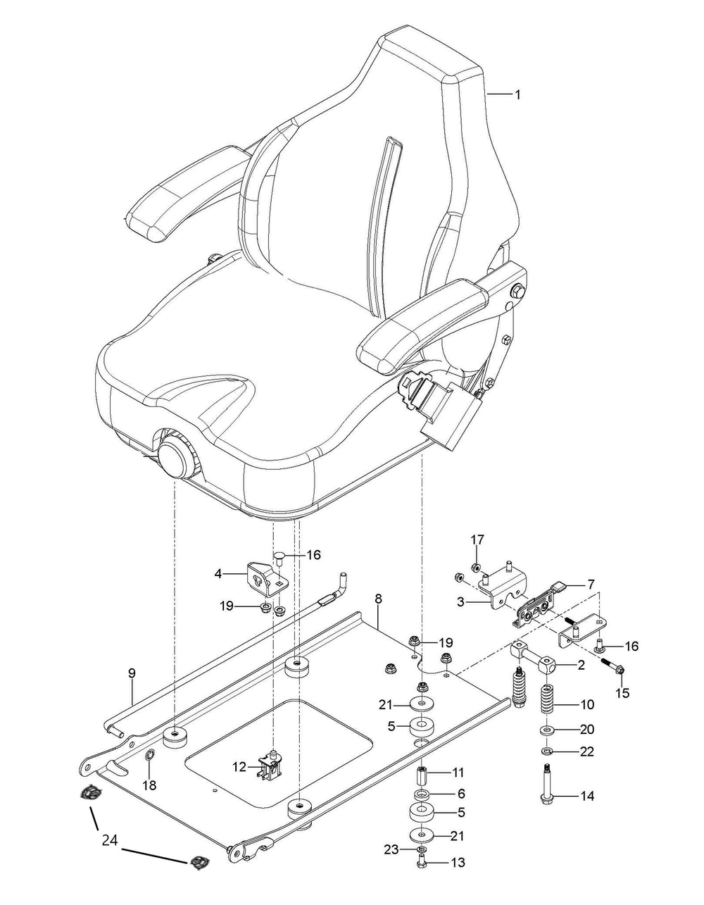 Seat Diagram and Parts List for Z572XS  Husqvarna Lawn Tractor