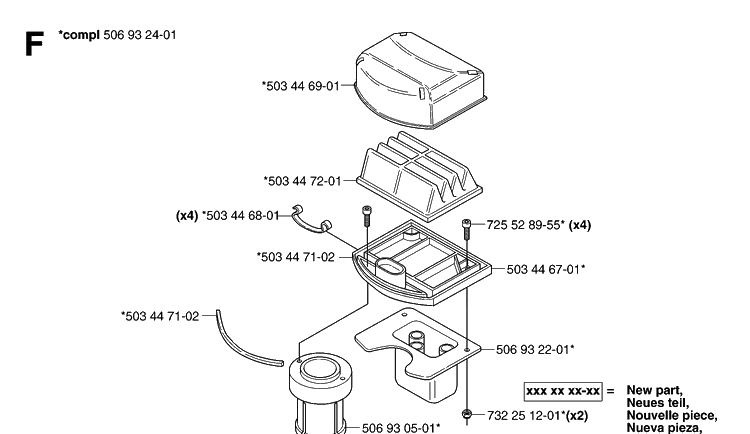 Air Filter Diagram and Parts List for PR18AWD (953536601)(2005-03) Husqvarna Lawn Mower