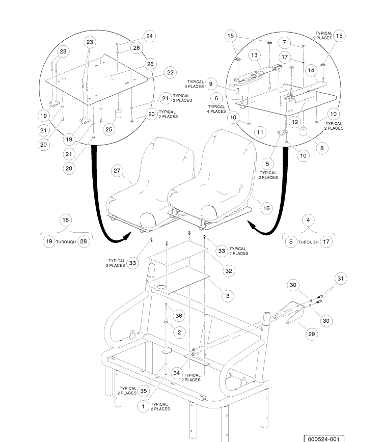 Bucket Seats Gray Diagram and Parts List for HUV4421DXP 2006-11 Husqvarna Lawn Tractor