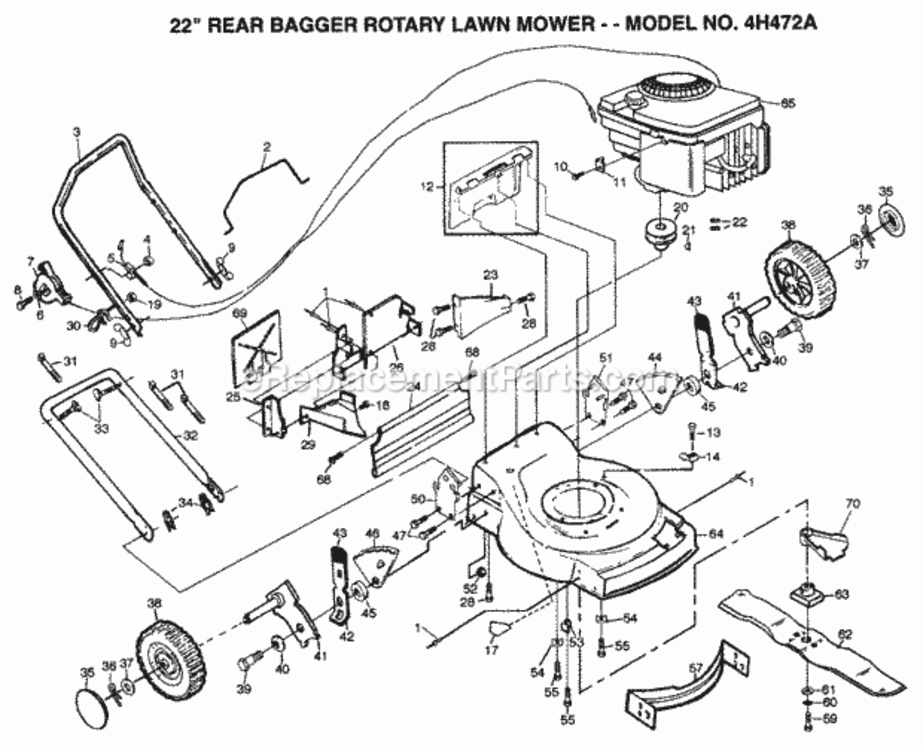 Page A Diagram and Parts List for 4H472A 1999 And Before Husqvarna Lawn Mower