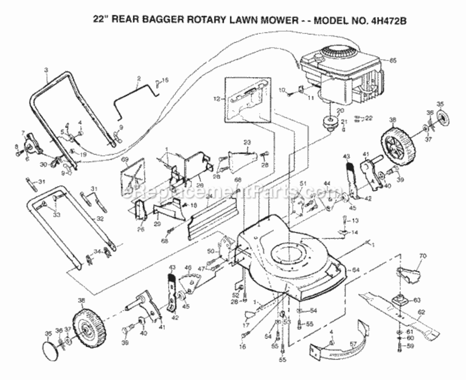Page A Diagram and Parts List for 4H472B 1999 And Before Husqvarna Lawn Mower