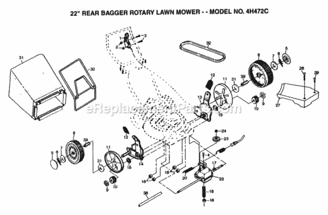 Page B Diagram and Parts List for 4H472C 1999 And Before Husqvarna Lawn Mower